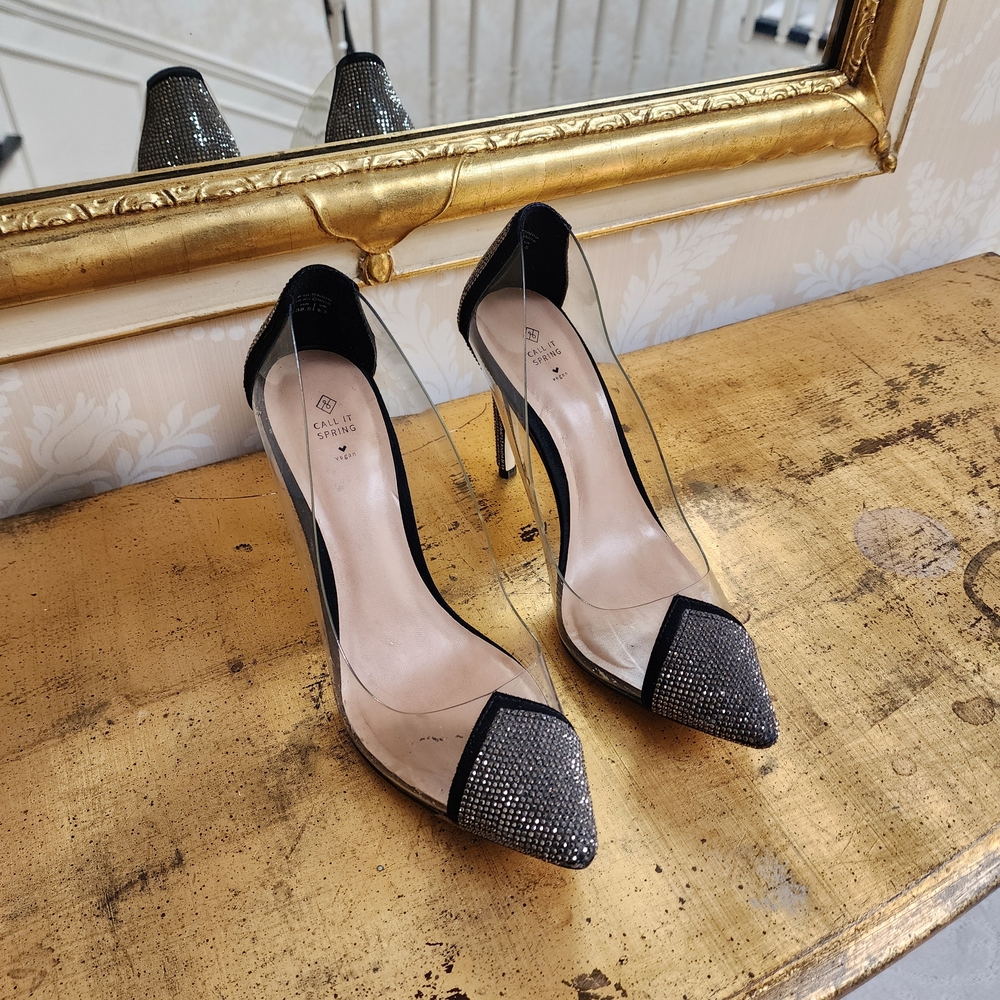 Chic Black and Silver Women's Heels